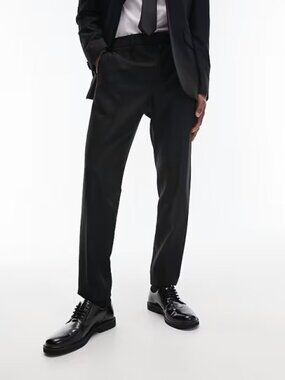 topman skinny fit textured dress pants Topman skinny textured suit pants in gray